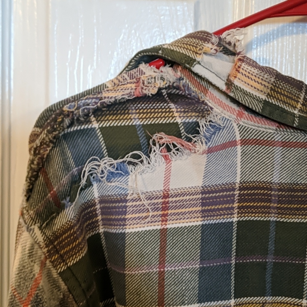 Distressed Button Down Flannel - Picture 3 of 4